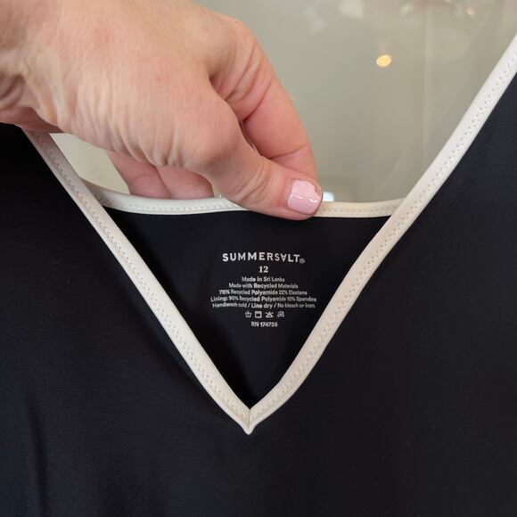 Summersalt The Contrast Strap Backflip One Piece Swimsuit Black White Size 12 - Picture 8 of 13